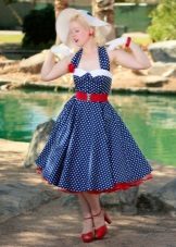 Retro image with blue polka dot dress