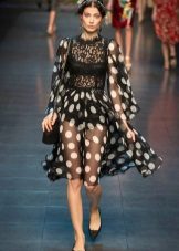 Black dress with large white polka dots