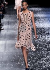 Pink midi dress with black polka dots