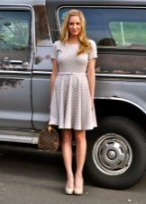 Casual light gray dress with white polka dots