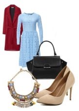 Lace dress with flared skirt and accessories for women with the figure of a pear