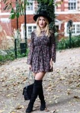 Black Chiffon Floral Long Sleeve Dress