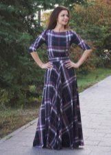 Long dress in a blue cell