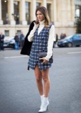 Blue check vest dress