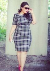 Gray check dress for obese women
