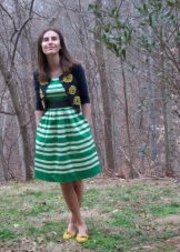 Striped belt A-line dress