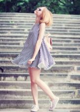 Sneakers to the striped dress