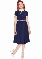 50s vintage blue dress with white collar