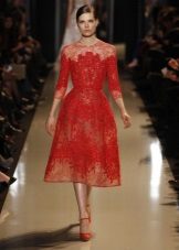 Red lace dress in the style of a new bow