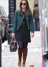 Black casual dress in combination with a jacket