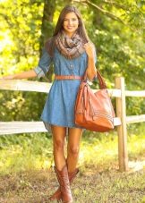 Denim dress flared from the waist