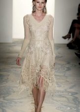 Beige flared knitted dress