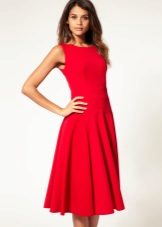 Red flared dress