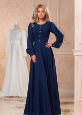 Blue long winter dress