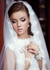 Wedding hairstyle in combination with a veil case sheath