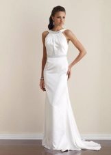 Long neckline wedding dress