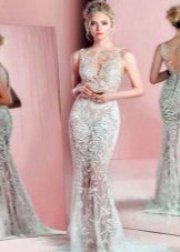 Lace wedding dress with a train (mermaid)