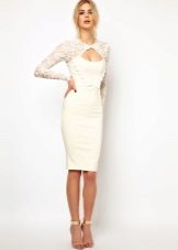 Wedding dress sheath with lace sleeves