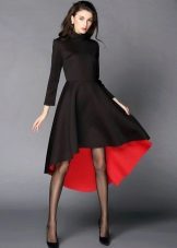 Black knitted dress with red
