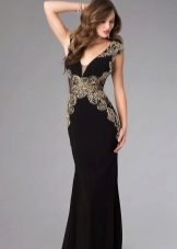 Black knitted dress with lace