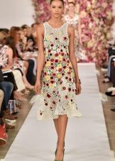 Crochet evening dress with flowers