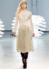 Crochet dress evening beige