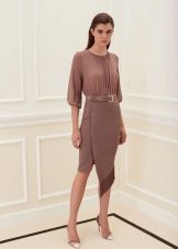 Spring dress asymmetrical brown