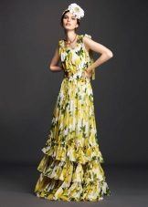 Tiered summer dress yellow