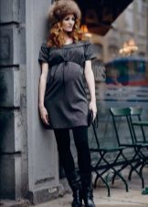 Autumn dress for pregnant women with a high waist