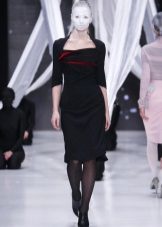 Autumn dress with a square neck