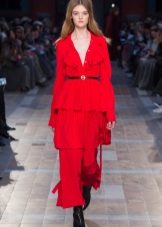 Autumn dress with frill to the floor