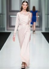 Autumn dress with asymmetrical neck