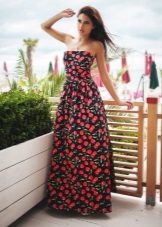 Long summer print bandeau dress