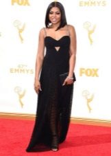 Black long strapless dress