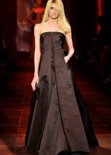 Brown strapless evening dress