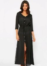 Long dressing gown with three-quarter sleeves