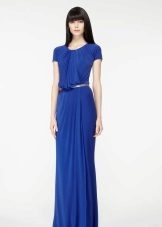 The jersey dress is blue to the floor