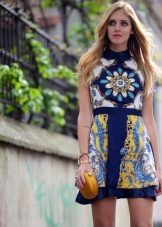 Dress from scarves short with a collar