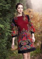 Dress from Pavloposadsky shawls red with a print