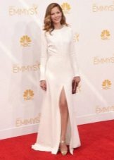 White long dress with a slit for corporate