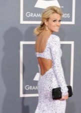 White evening dress with open back