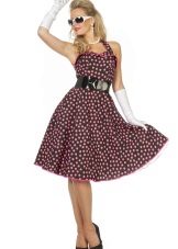 Dress in retro polka dot burgundy