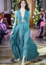 Slim evening dress with deep cleavage