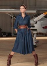 Winter dress denim a-silhouette