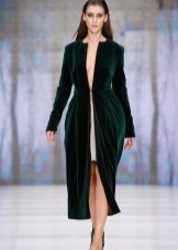 Winter evening dress with a slit
