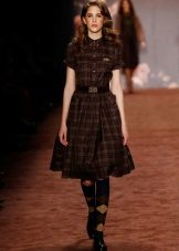 Winter dress in a cage brown