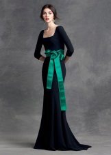 Green belt to black dress