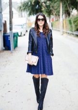 Leather jacket for a short dress