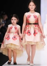 Fluffy dresses with a short front print in the long back