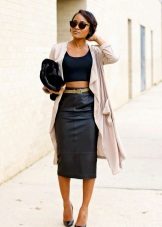 What to wear with a black leather pencil skirt